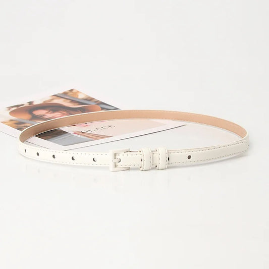 1.5x101cm Candy Color PU Leather Women Skinny Leather Belt Thin Waist Jeans Belt for Pants Fashion Metal in Pin Buckle Belt
